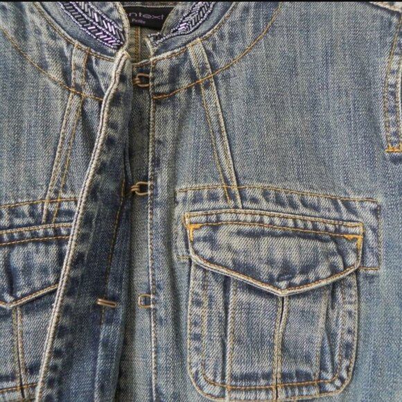Context Vintage Denim Jacket Bead Trim, Size 4 - Picture 16 of 16